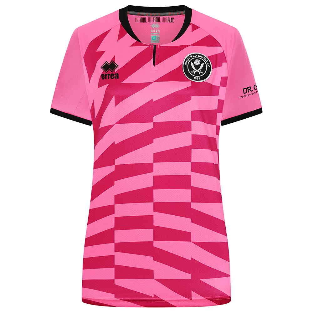 adult women fit gk pink shirt ss 2425 with custom printing | Sheffield United Kits Collection